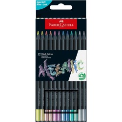 BLACK EDITION 12 CRAYONS COULEURS COLORIS METALLIC ASSORTIS